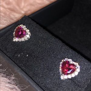 Garnet Heart Shaped Earrings